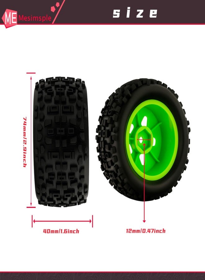 Mesimsple Pre-glued Wheel and Tires Star Rim ARA550112 for HyperGo 1/16 H16BM H16DR for Arrma 1/18 Granite Grom Series Upgrade Parts Green - Image 4